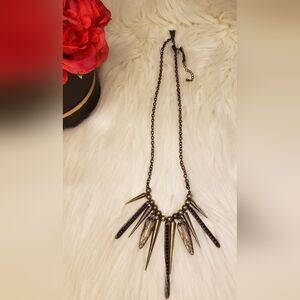 Gold Fringe Statement Necklace Bar Pendant Bold Modern Layering Jewelry